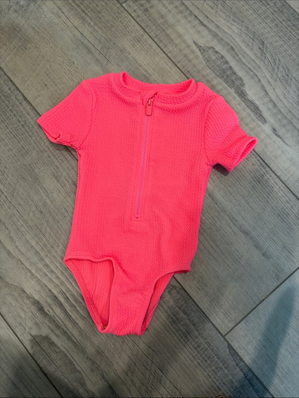 Old Navy Neon Pink Short Sleeve One-Piece with Front Zipper